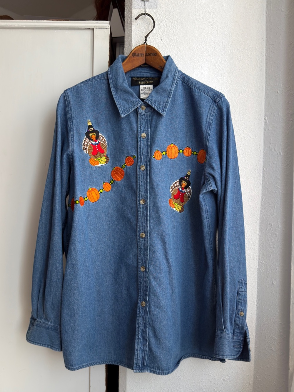 Vintage 00s Christopher Radko by BellePointe autumn harvest denim button up